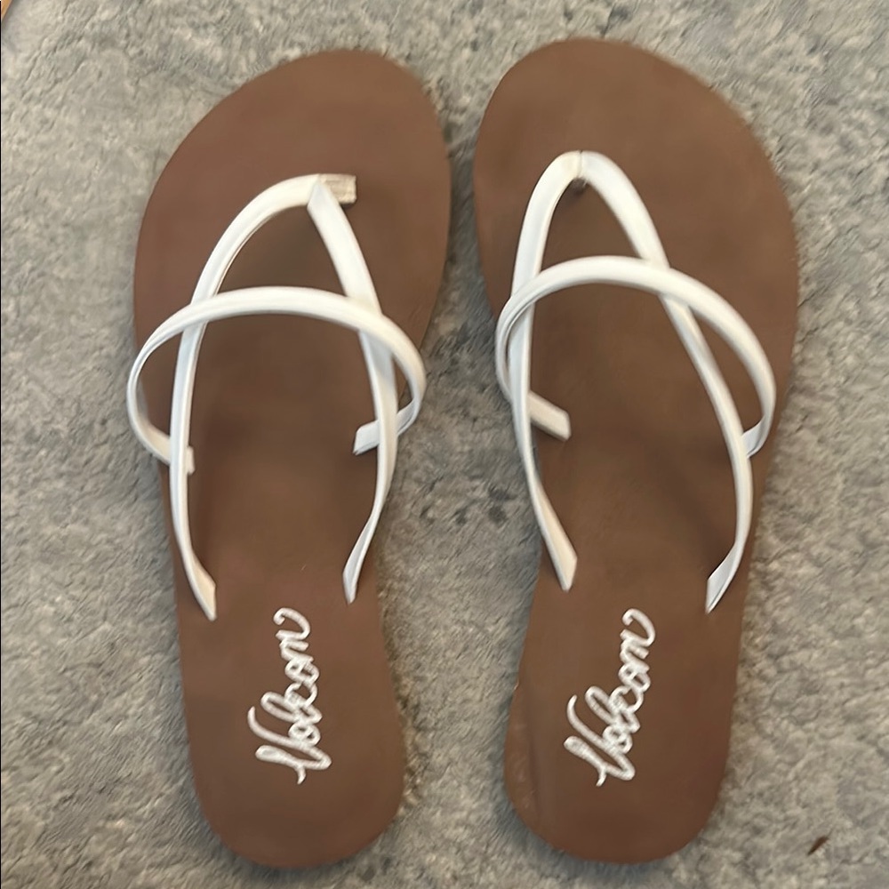 Volcom White and Brown Sandals Classic Beachwear